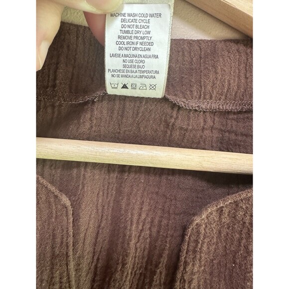 Baja Blue Swim Coverup 100% Cotton Gauzy Brown Sequin Detail Size Large Beach - Picture 4 of 8